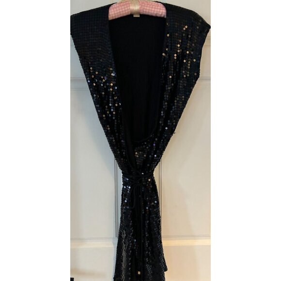 Michael Kors Sequin Wrap Dress Small Black - Picture 2 of 16